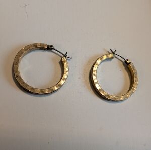 Hammered Medium Gold Hoop Earrings